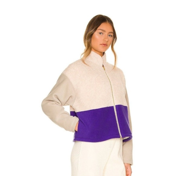 Luxury Donni. Color block fleece tri Sherpa large zip up jacket - Picture 2 of 7